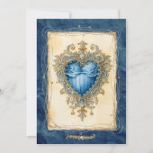 Blue Baroque Heart with Gilded Ornamental Frame Feestdagenkaart (Voorkant)