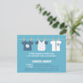 Blue Baseball Baby Boy Shower Party-uitnodigingen Kaart (Staand voorkant)