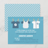 Blue Baseball Baby Boy Shower Party-uitnodigingen Kaart (Voorkant / Achterkant)