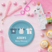 Blue Baseball Baby Boy Shower Supply Papieren Bordje (Feest)