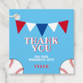 Blue Baseball Ball Boy Birthday Bedankt Bedankjes Labels (Voorkant)