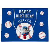 Blue Baseball Ball Kids Verjaardagsfoto Groot Cadeauzakje (Voorkant)