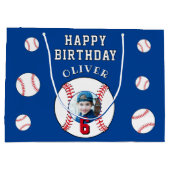 Blue Baseball Ball Kids Verjaardagsfoto Groot Cadeauzakje (Achterkant)