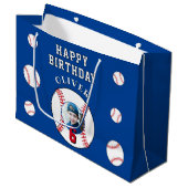 Blue Baseball Ball Kids Verjaardagsfoto Groot Cadeauzakje (Voorkant Gekanteld)