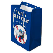 Blue Baseball Ball Kids Verjaardagsfoto Medium Cadeauzakje (Achterkant Gekanteld)