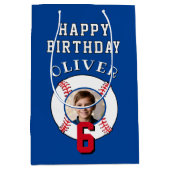 Blue Baseball Ball Kids Verjaardagsfoto Medium Cadeauzakje (Voorkant)