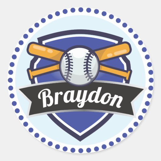Blue Baseball Birthday Party Gift Seal Sticker (Voorkant)