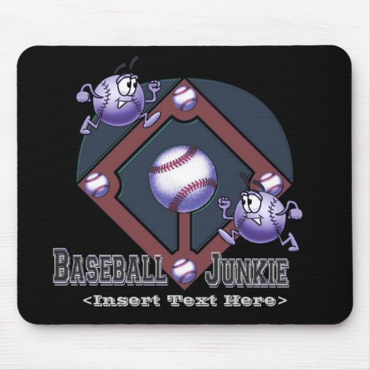 Blue Baseball Cartoon Muismat (Voorkant)