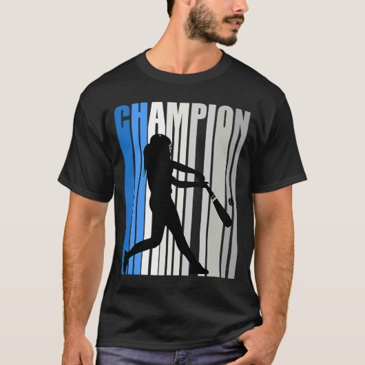 Blue Baseball Champion Girls Birthday Competition T-shirt (Voorkant)