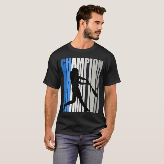 Blue Baseball Champion Girls Birthday Competition T-shirt (Voorkant volledig)