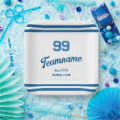 Blue Baseball Club Custom Player Nummer & TeamName Papieren Bordje (Feest)