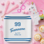 Blue Baseball Club Custom Player Nummer & TeamName Papieren Bordje (Feest)