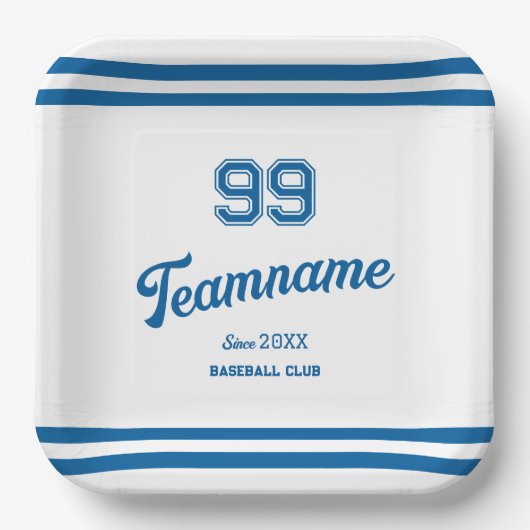Blue Baseball Club Custom Player Nummer & TeamName Papieren Bordje (Voorkant)