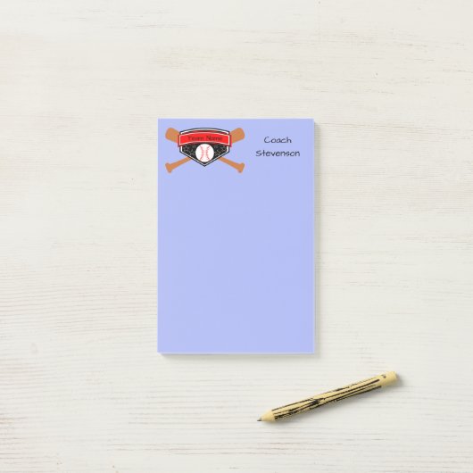 Blue Baseball Coach Gepersonaliseerde Post it Noti Post-it® Notes (Op bureau)