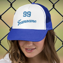 Blue Baseball Custom Player Nummer & Team Naam Trucker Pet