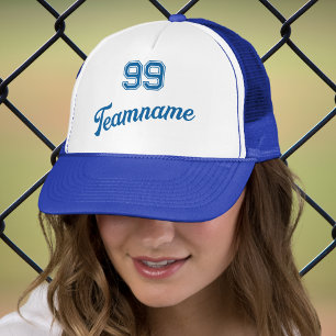 Blue Baseball Custom Player Nummer & Team Naam Trucker Pet