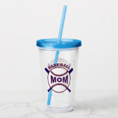 Blue Baseball Mam Gepersonaliseerd Acryl Drinkbeker (Achterkant)