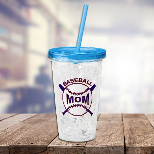 Blue Baseball Mam Gepersonaliseerd Acryl Drinkbeker