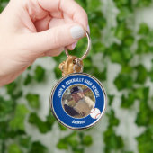 Blue Baseball Player Photo High School Spirit Sleutelhanger (Hand)