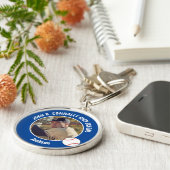 Blue Baseball Player Photo High School Spirit Sleutelhanger (Zijkant)