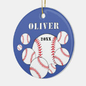Blue Baseball Sports Kinder Keepsake Christmas Keramisch Ornament (Links)