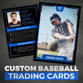 Blue Baseball Trading Kaart - Spelersprofiel Contactkaartje
