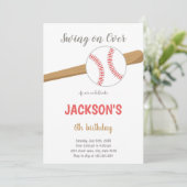 Blue Baseball verjaardagsuitnodiging Kaart (Staand voorkant)