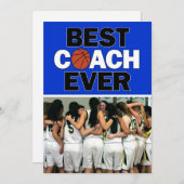 Blue Basketball Coach Best Ever Custom Photo Bedankkaart (Voorkant / Achterkant)