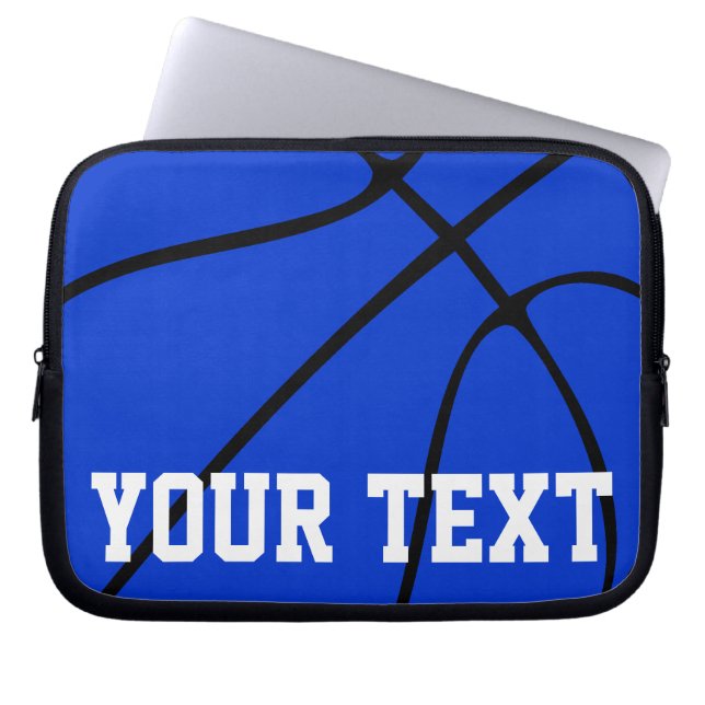 Blue Basketball Coach/Player Custom Team Name/Text Laptop Sleeve (Voorkant)