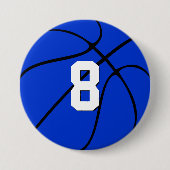 Blue Basketball Custom Player Jersey Number Sports Ronde Button 7,6 Cm (Voorkant)