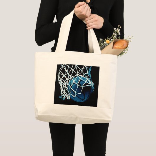 Blue Basketball Grote Tote Bag (Voorkant (product))