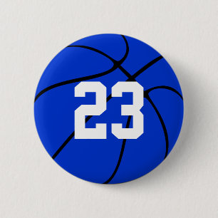 Blue Basketball Jersey Number Round Button