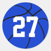 Blue Basketball Jersey Number Round Stickers (Voorkant)