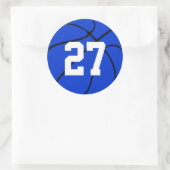 Blue Basketball Jersey Number Round Stickers (Tas)