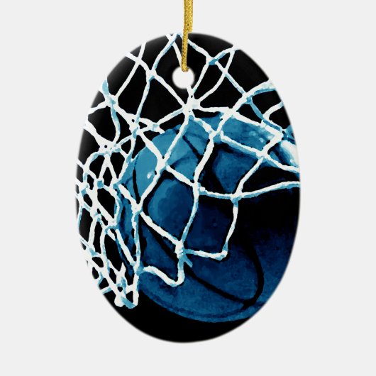 Blue Basketball Keramisch Ornament (Voorkant)