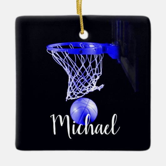 Blue Basketball Keramisch Ornament (Voorkant)