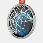 Blue Basketball Metalen Ornament (Links)