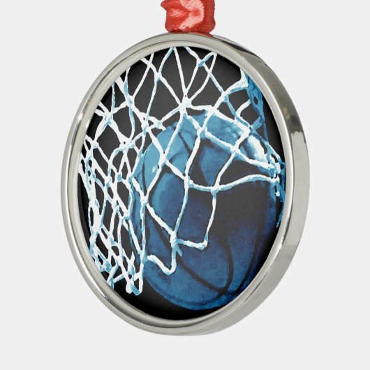 Blue Basketball Metalen Ornament (Links)