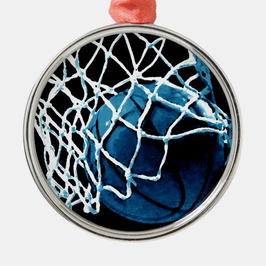 Blue Basketball Metalen Ornament (Voorkant)