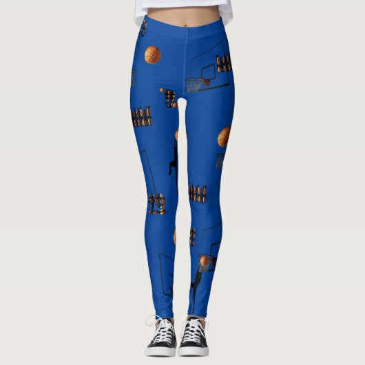 Blue Basketball Pattern, Leggings (Voorkant)