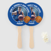 Blue Basketball Player Photo High School Spirit Handwaaier (Voorkant en achterkant)