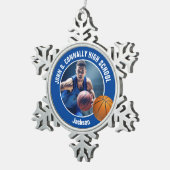 Blue Basketball Player Photo Keepsake Gift Tin Sneeuwvlok Ornament (Rechts)