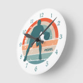 Blue Basketball Player Retro Rainbow Ronde Klok (Hoek)