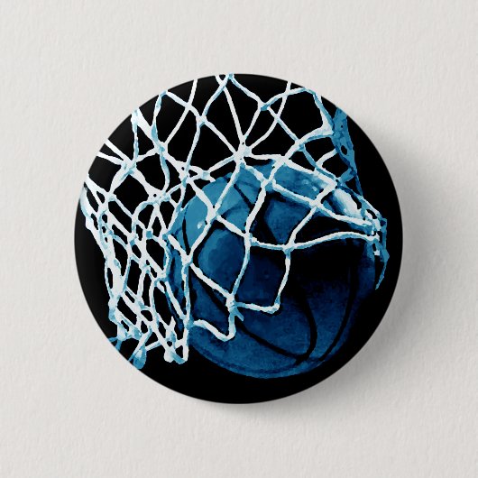 Blue Basketball Ronde Button 5,7 Cm (Voorkant)