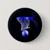 Blue Basketball Ronde Button 5,7 Cm (Voorkant)