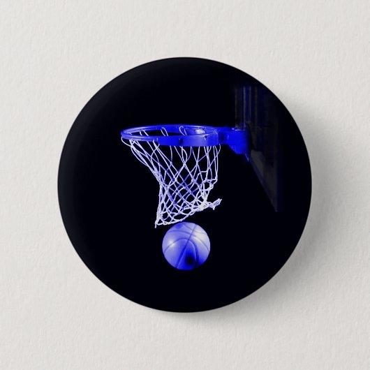 Blue Basketball Ronde Button 5,7 Cm (Voorkant)