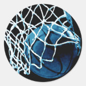 Blue Basketball Ronde Sticker (Voorkant)