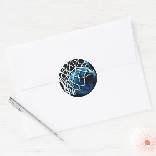 Blue Basketball Ronde Sticker (Envelop)