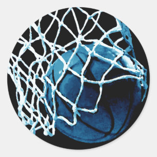 Blue Basketball Ronde Sticker