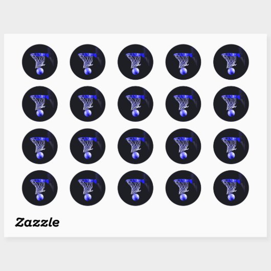 Blue Basketball Ronde Sticker (Vel)